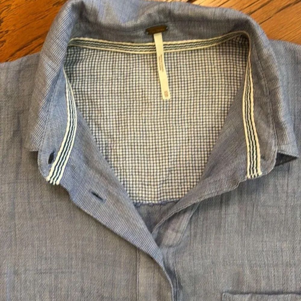 Free People Thats a Wrap Shirt in Chambray Combo Blue - Picture 10 of 14